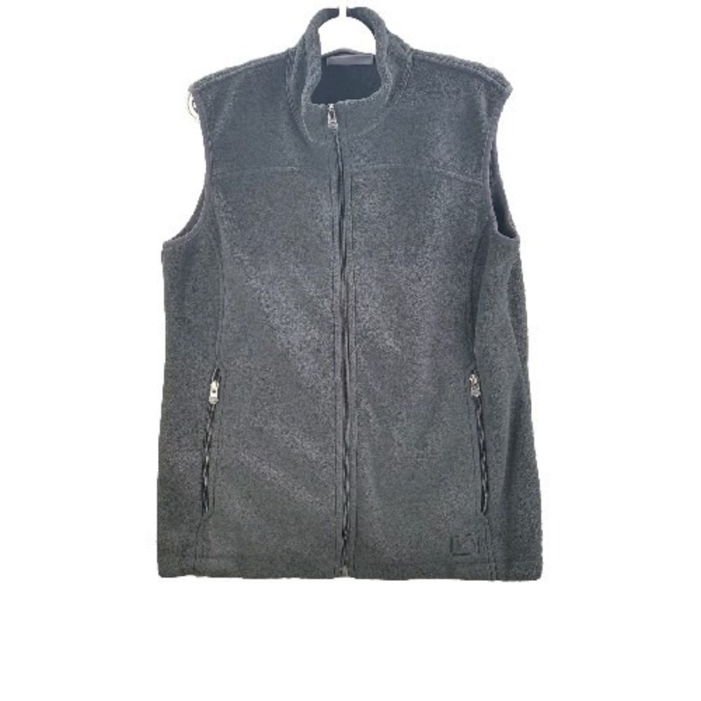 REI Polartec Vest Black Womens Large Fleece Full Zip Sweater Zip Pockets Casual